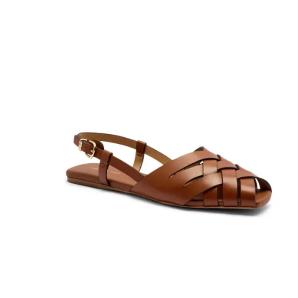 Michael Kors Irene Sling Flat Shoes Women's Size 6.5 Brown Sandals Summer Travel